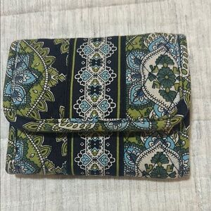 Vera Bradley Green and Blue Wallets with Geometric Floral Design